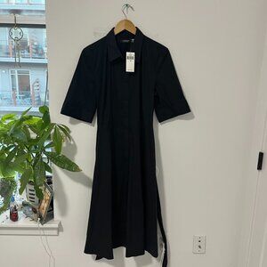 NEW Lauren Ralph Lauren Black Cotton Poplin Shirt Dress Size 14